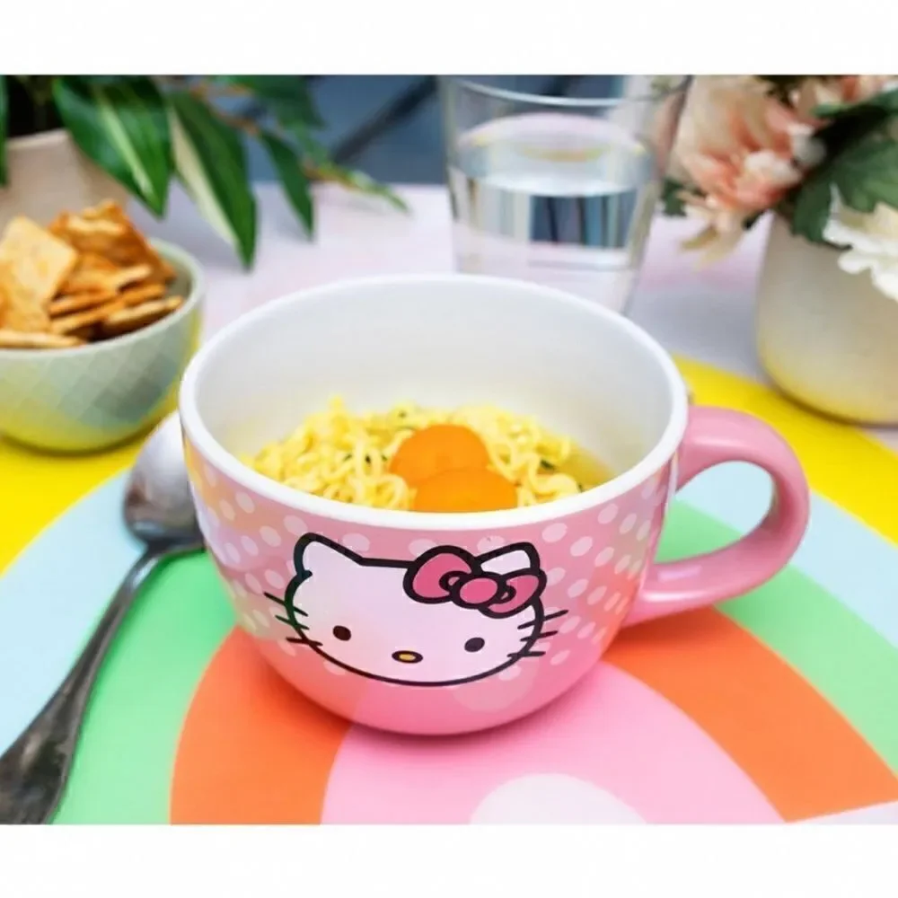 NEW!! Sanrio Hello Kitty Pink Polka Dots Soup Mug
